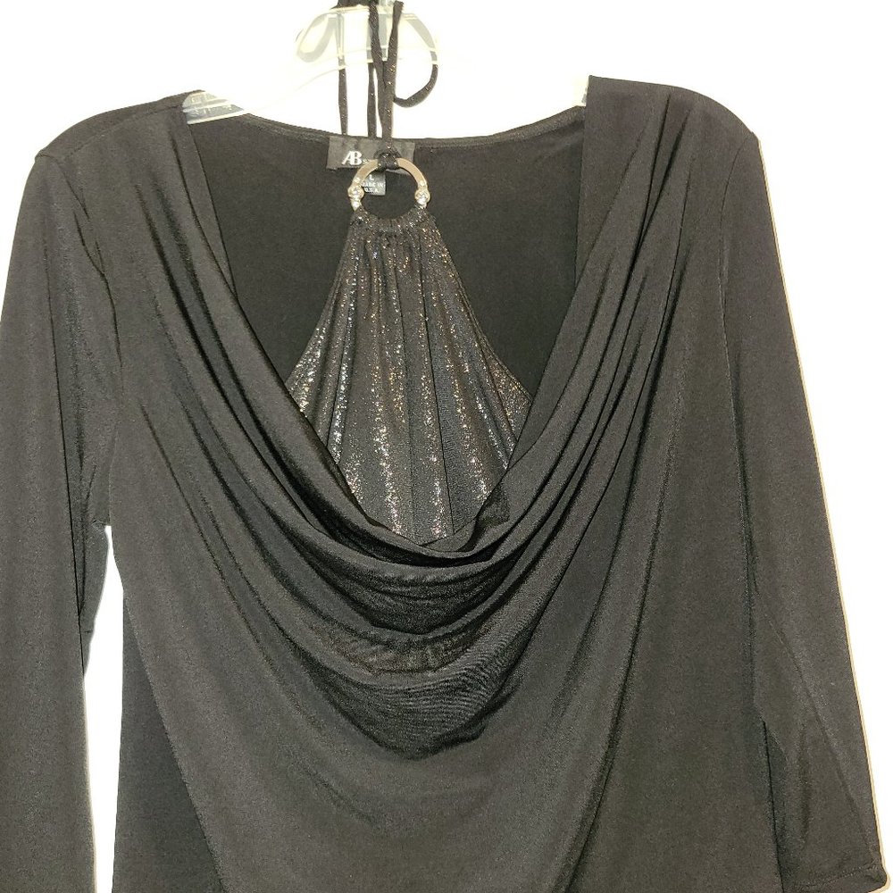 AB studios, dressy black top, size L,